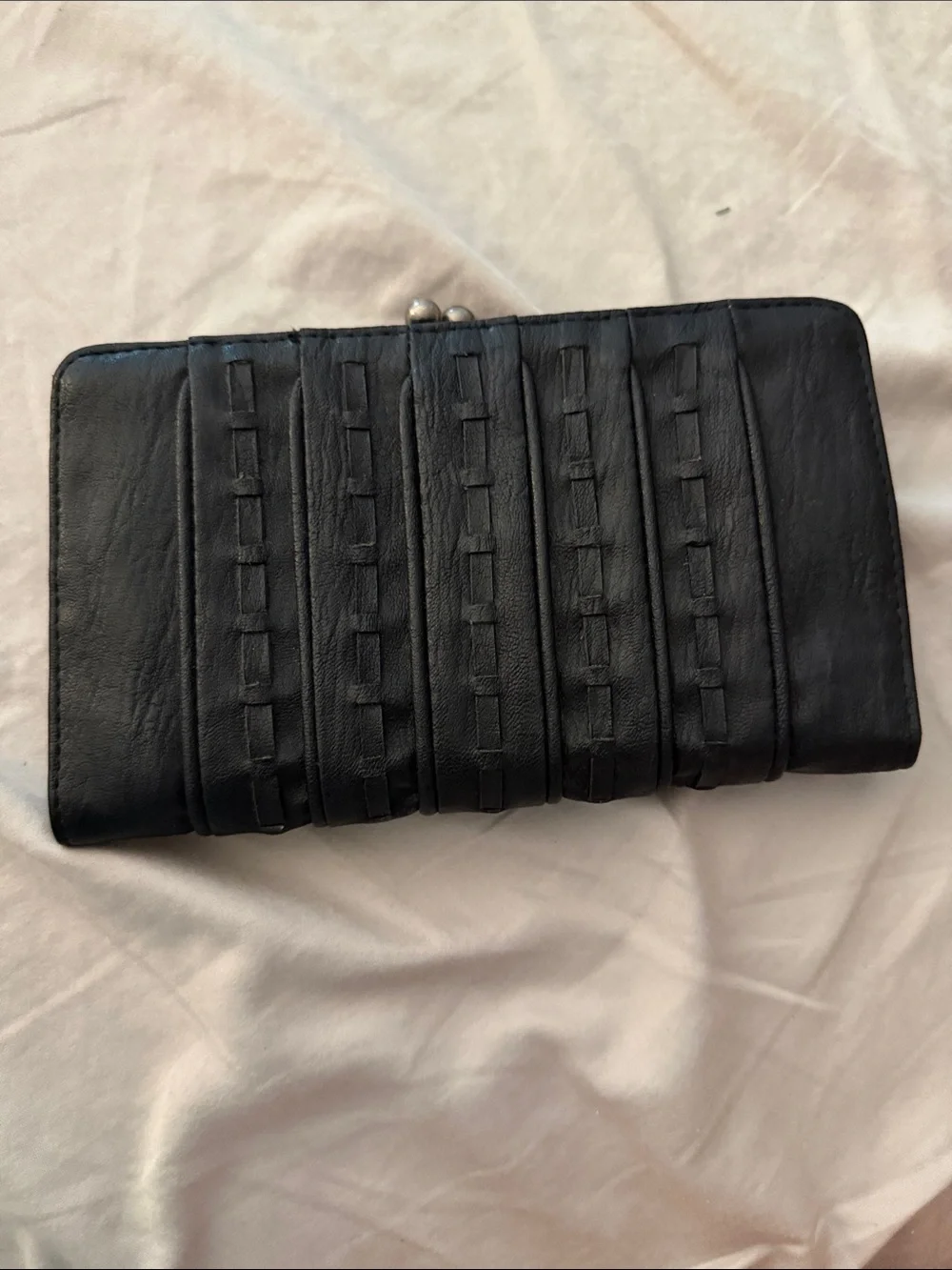 Jessica Simpson Black Textured Frame Clutch with Silver Hardware